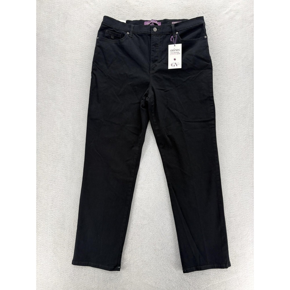 Gloria Vanderbilt Amanda Slimming Jeans Womens 16 Black High Rise Tapered Casual